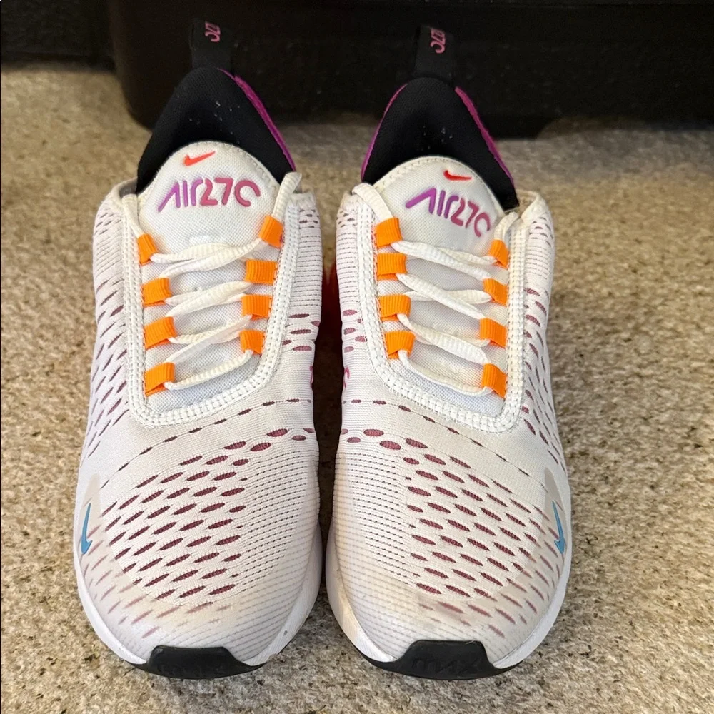 Nike Air Max 270 White Pink Orange Sneakers - Picture 3 of 6